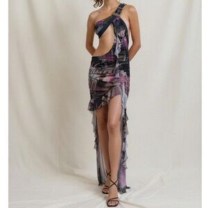 JADED LONDON Void One Shoulder Maxi Dress, Multi, 2 (US)